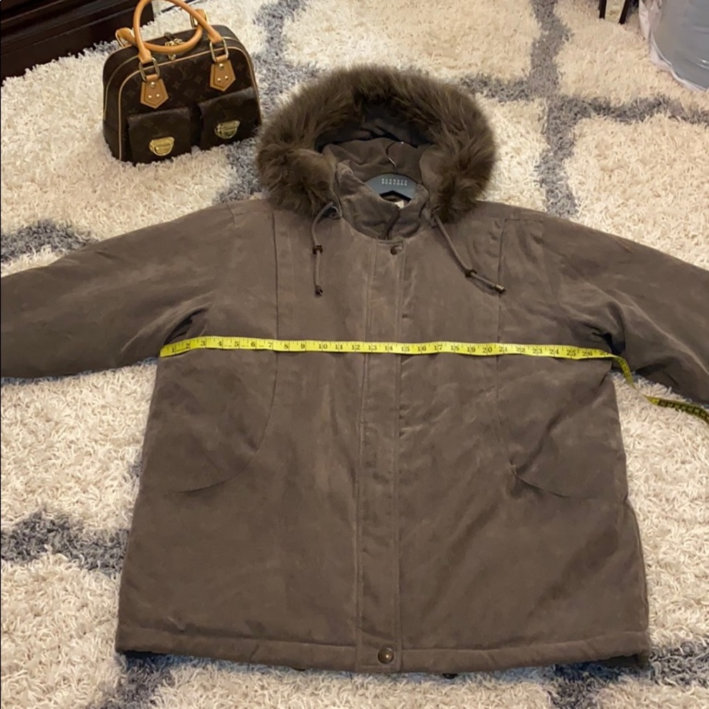 Fox fur trim thermal winter coat